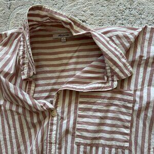 Madewell Short Sleeve Blouse ( Tan/Rose stripe )